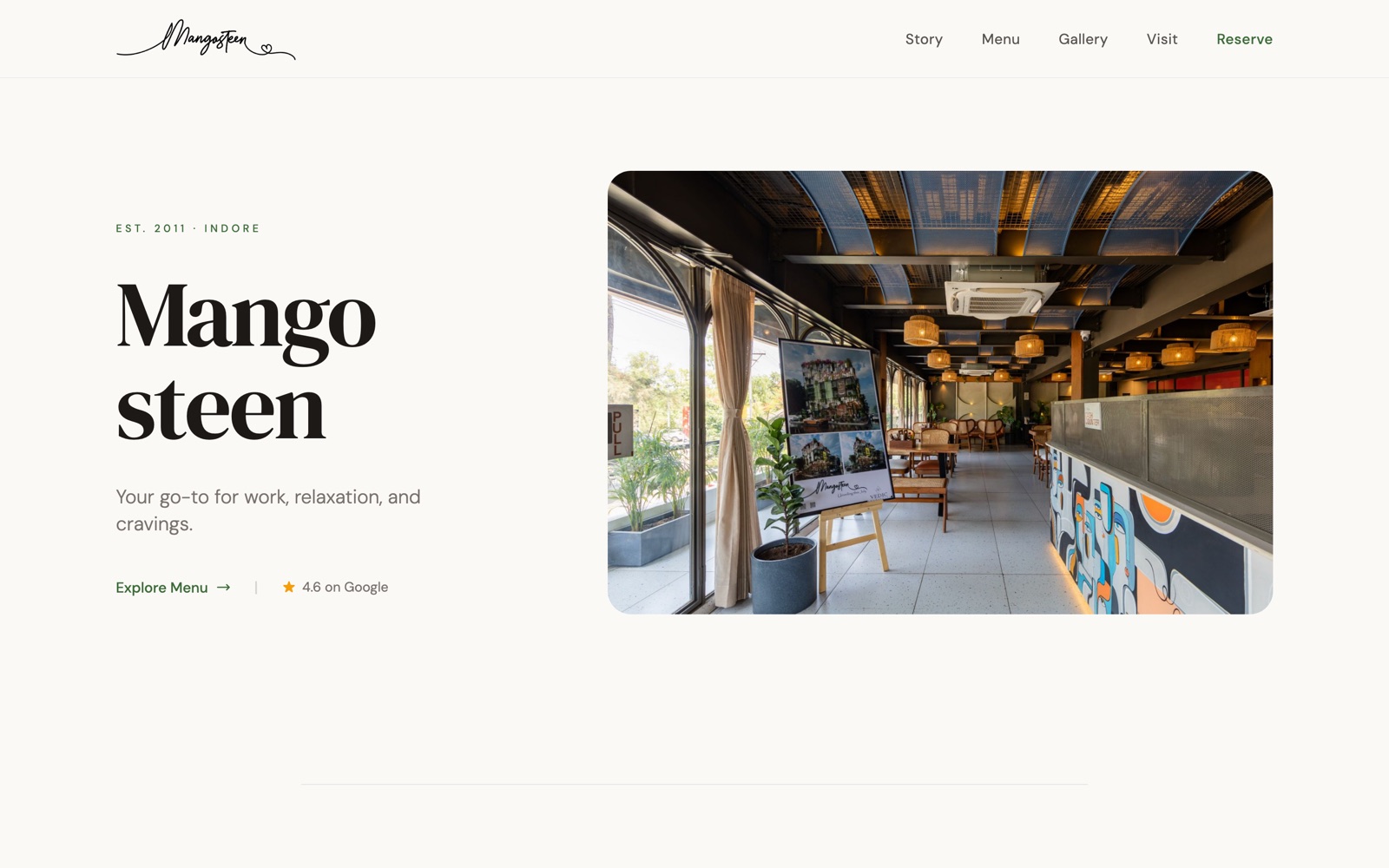 Mangosteen — Cafe Website, website preview