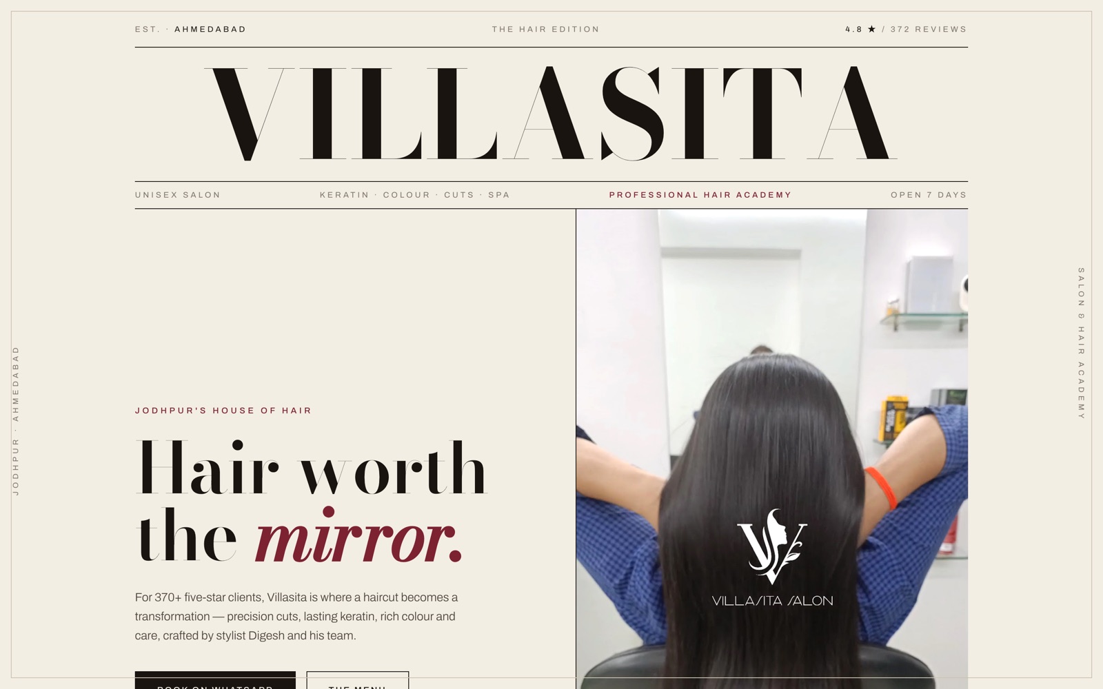 Villasita — Salon & Hair Academy, website preview
